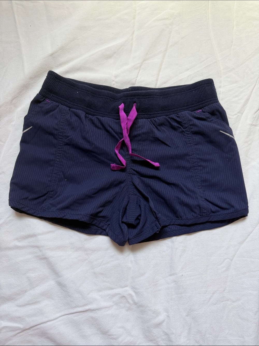 L.L. Bean Navy Active Shorts with Pink Drawstring